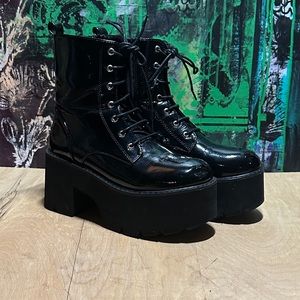 Black patent ankle boot